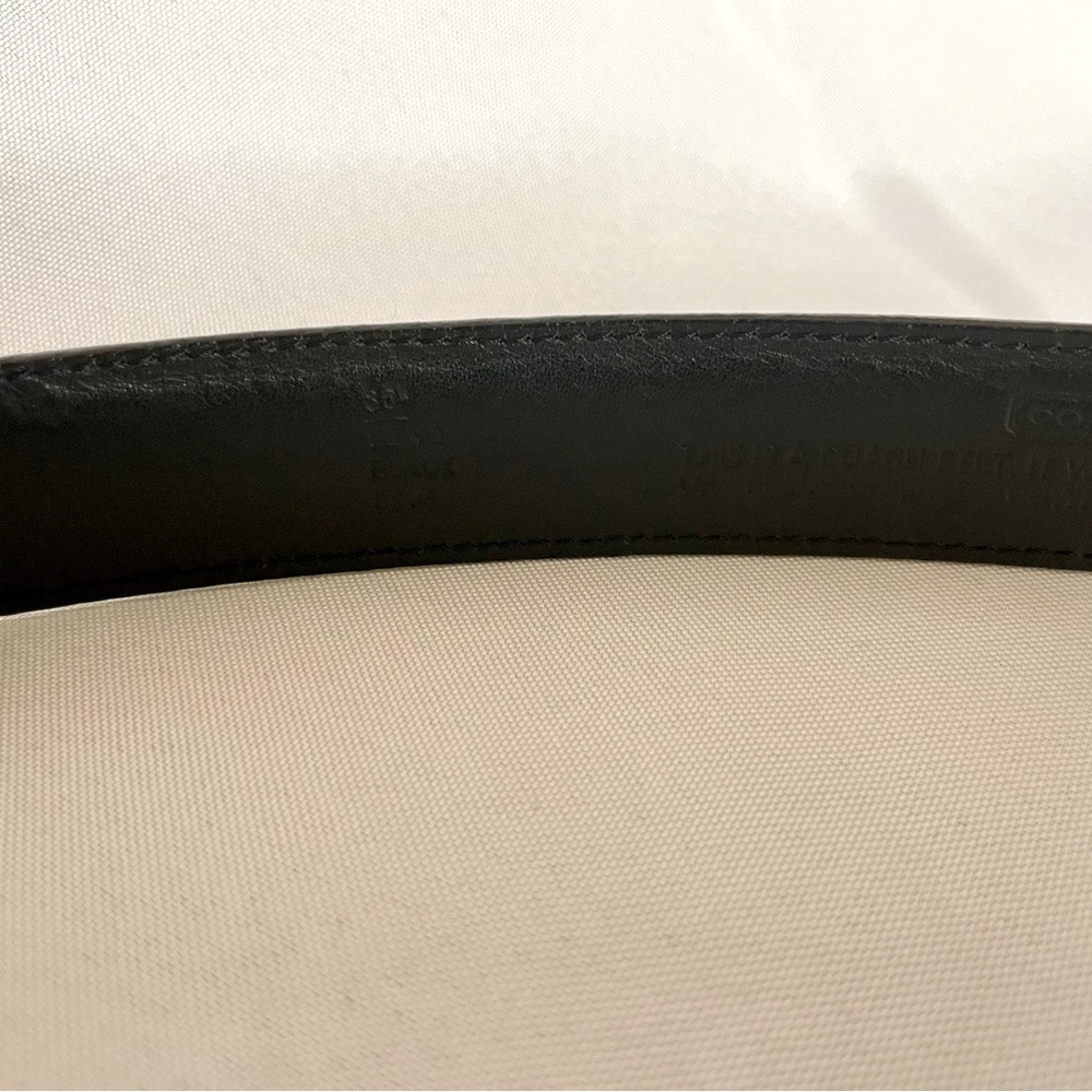 Black Leather COACH Belt 36” Braid Detail Brass Buckle - Picture 7 of 8